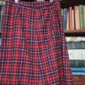 Pendleton Red and Blue Plaid A-Line Skirt